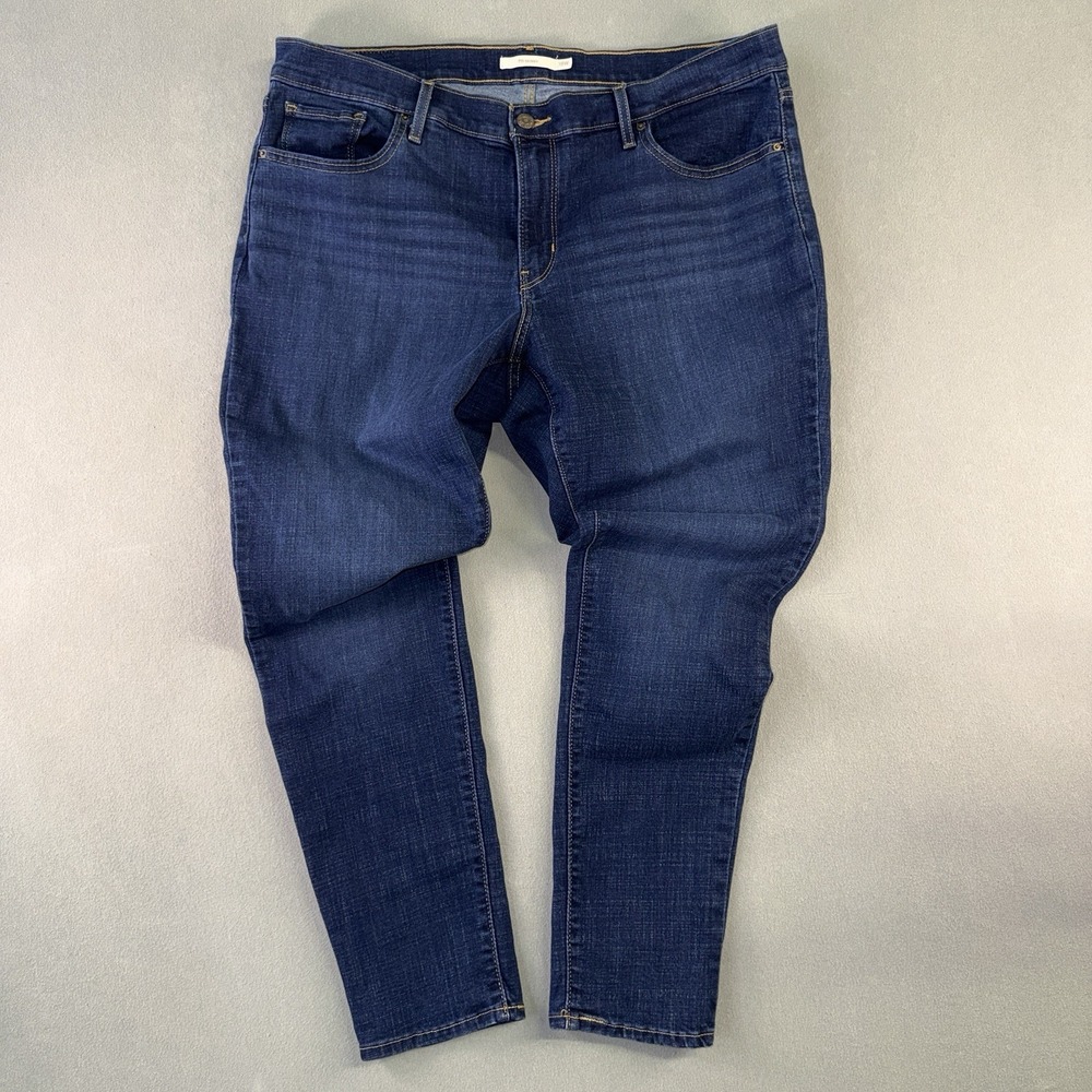 Women's Levi's 711 Skinny Dark Wash Stretch Denim Jeans Blue Size 18W